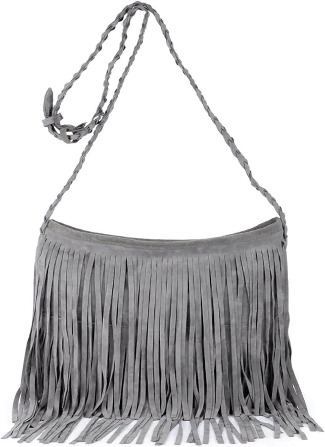 Women's Frosted Suede Tassel Shoulder Bag Fashion Retro Fringe Messenger Bag for Party Travel Dating