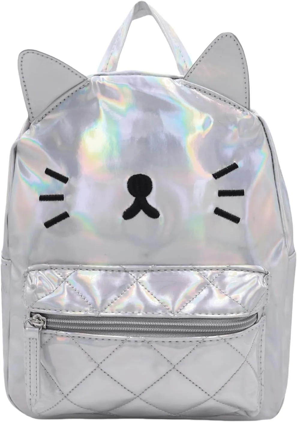 Women's Laser Holographic Backpack Cute Hologram Shoulder Bag Casual Daypack Purse Christmas Birthday Gift,Silver Cat