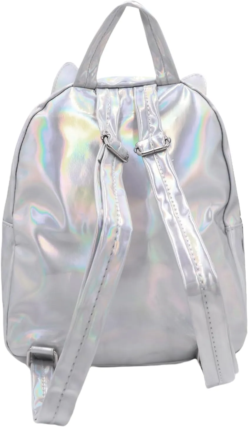 Women's Laser Holographic Backpack Cute Hologram Shoulder Bag Casual Daypack Purse Christmas Birthday Gift,Silver Cat