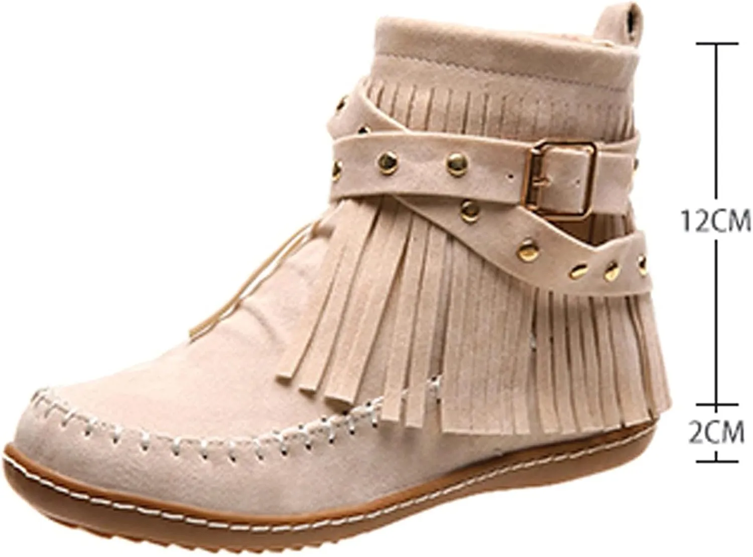 Women's Moccasins Ankle Boots Retro Suede Fringe Booties Tassel Crisscross Studded Strappy Non-Slip Fall Winter Casual Fashion Boots