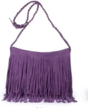 Women's Punk Satchel Tassel Suede Fringe Shoulder Messenger Cross Body Bag Shopping Beach Bag