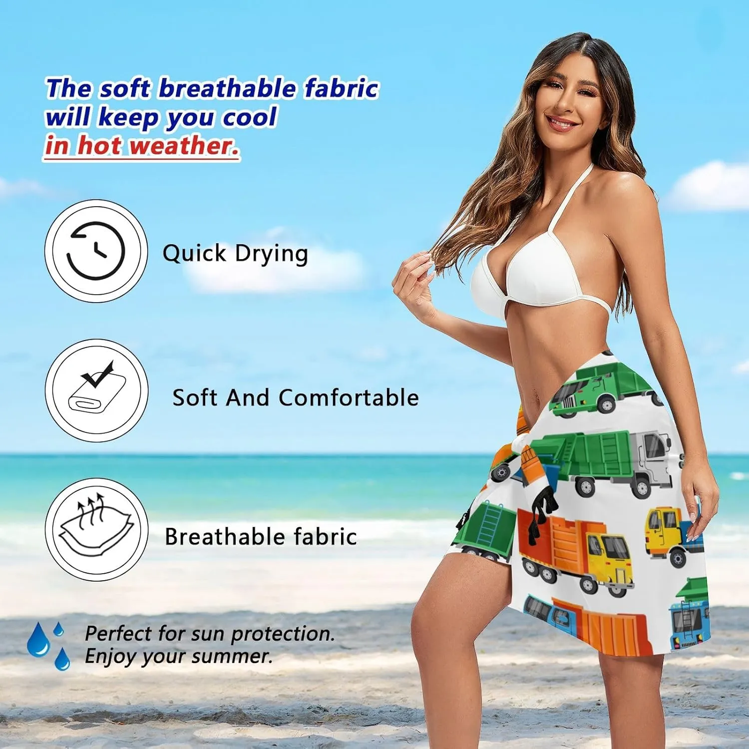 Womens Sarong Beach Wraps Swimsuit Bikini Cover up Wrap Skirt with Tassels