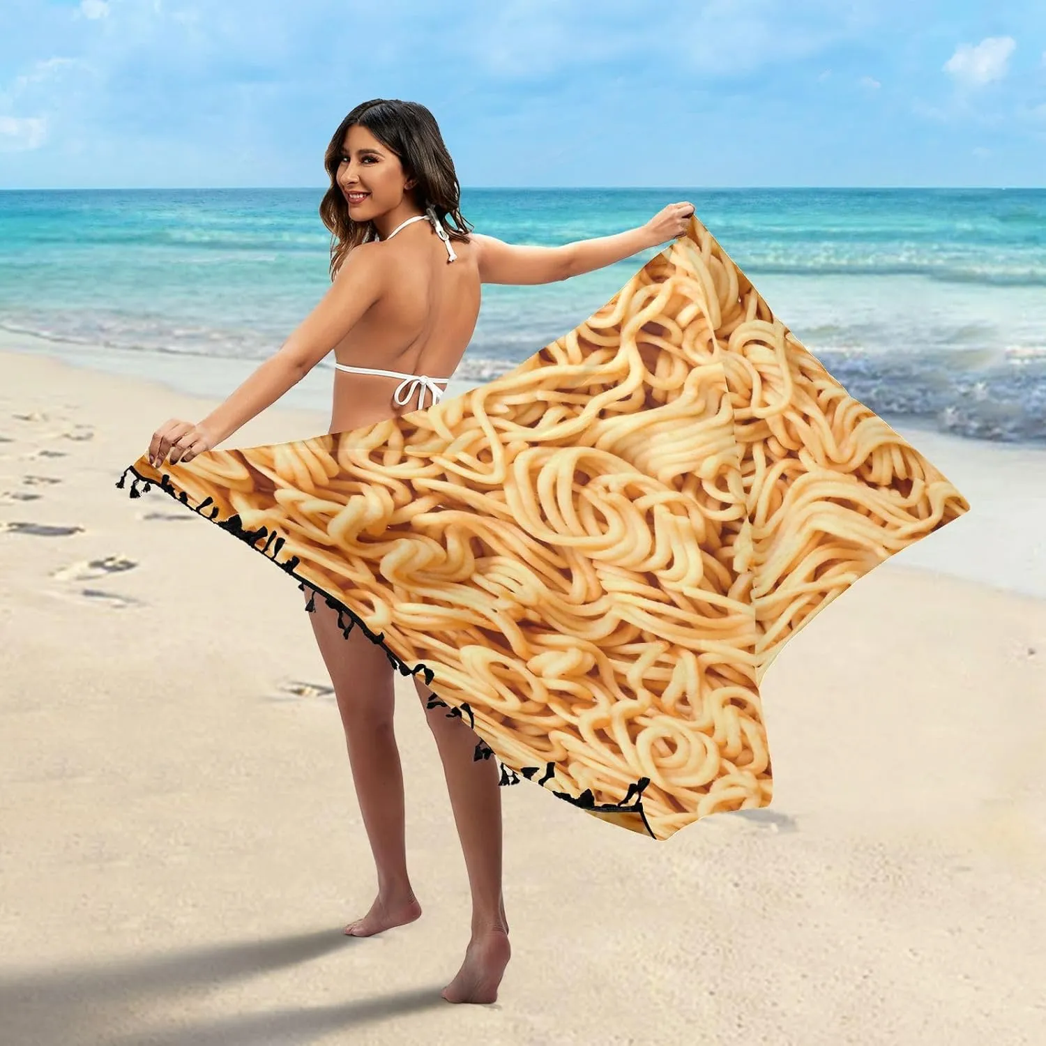 Womens Sarong Beach Wraps Swimsuit Bikini Cover up Wrap Skirt with Tassels