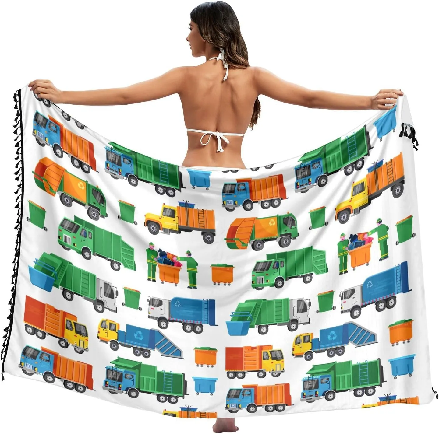Womens Sarong Beach Wraps Swimsuit Bikini Cover up Wrap Skirt with Tassels