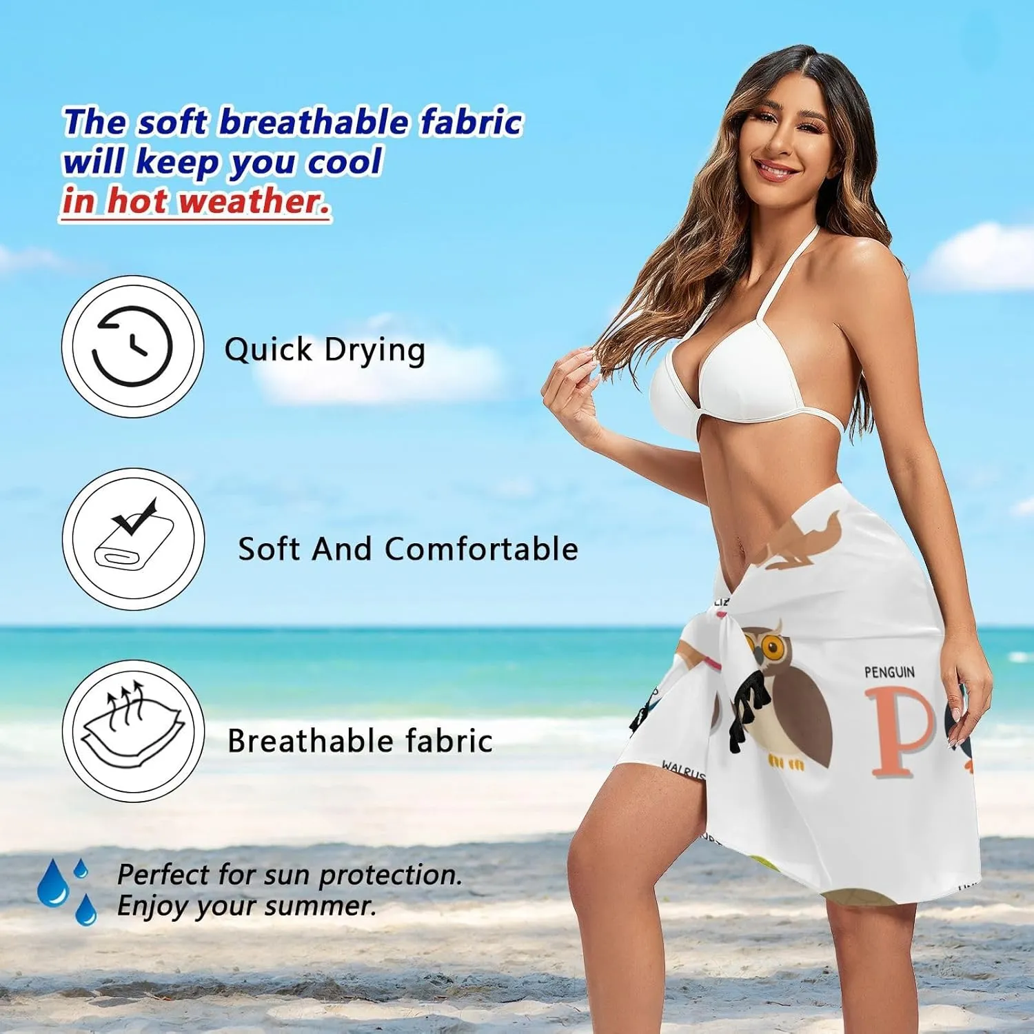 Womens Sarong Beach Wraps Swimsuit Bikini Cover up Wrap Skirt with Tassels