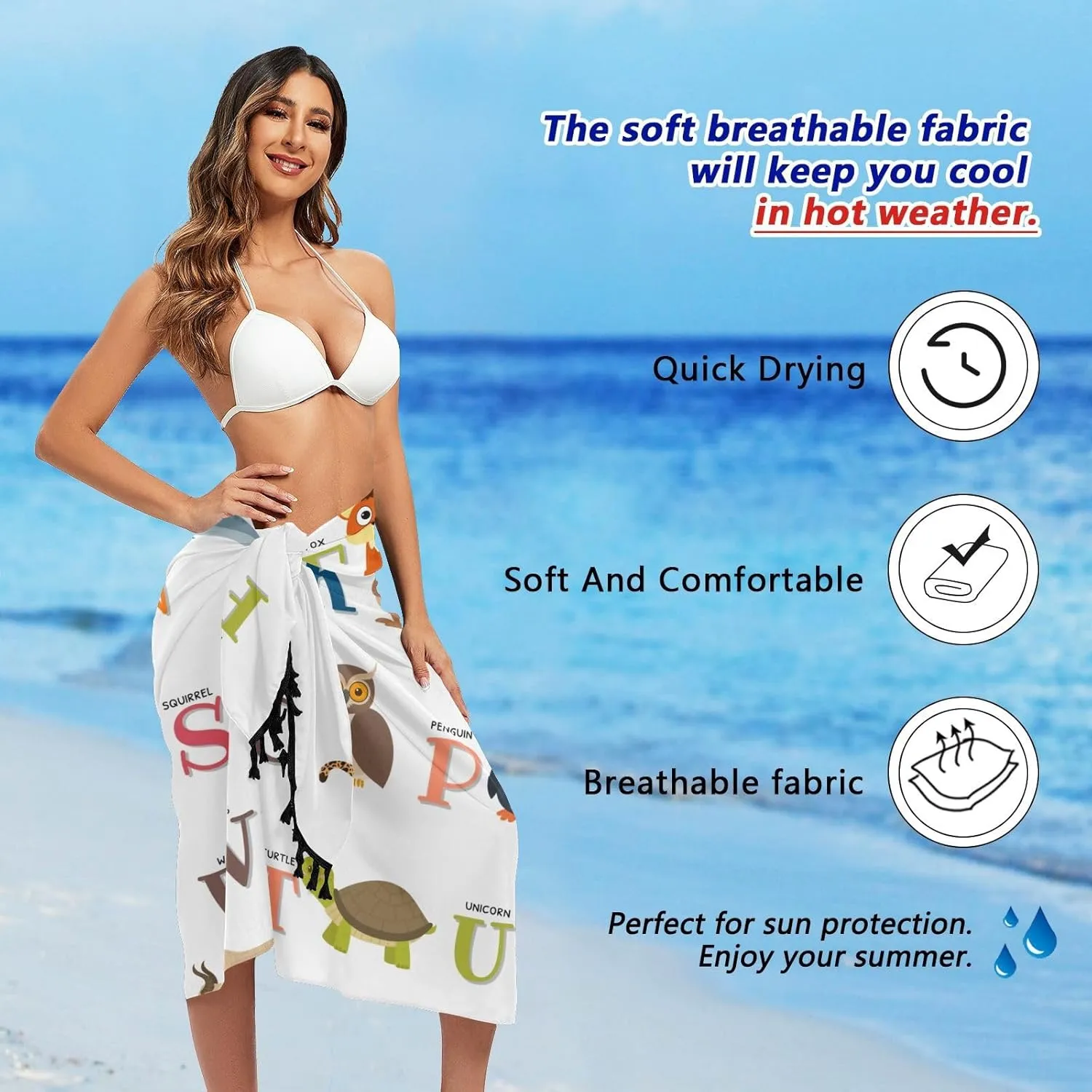Womens Sarong Beach Wraps Swimsuit Bikini Cover up Wrap Skirt with Tassels