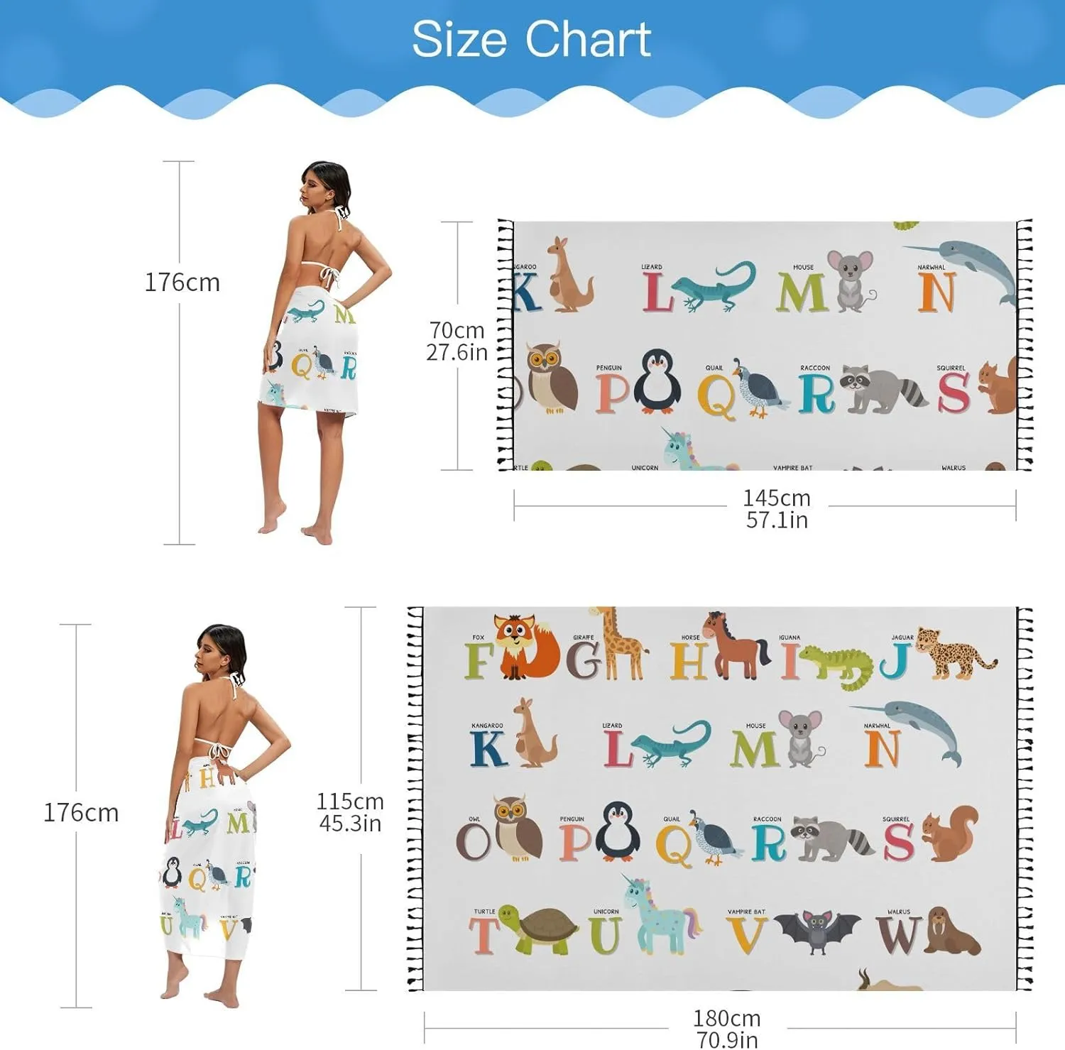 Womens Sarong Beach Wraps Swimsuit Bikini Cover up Wrap Skirt with Tassels