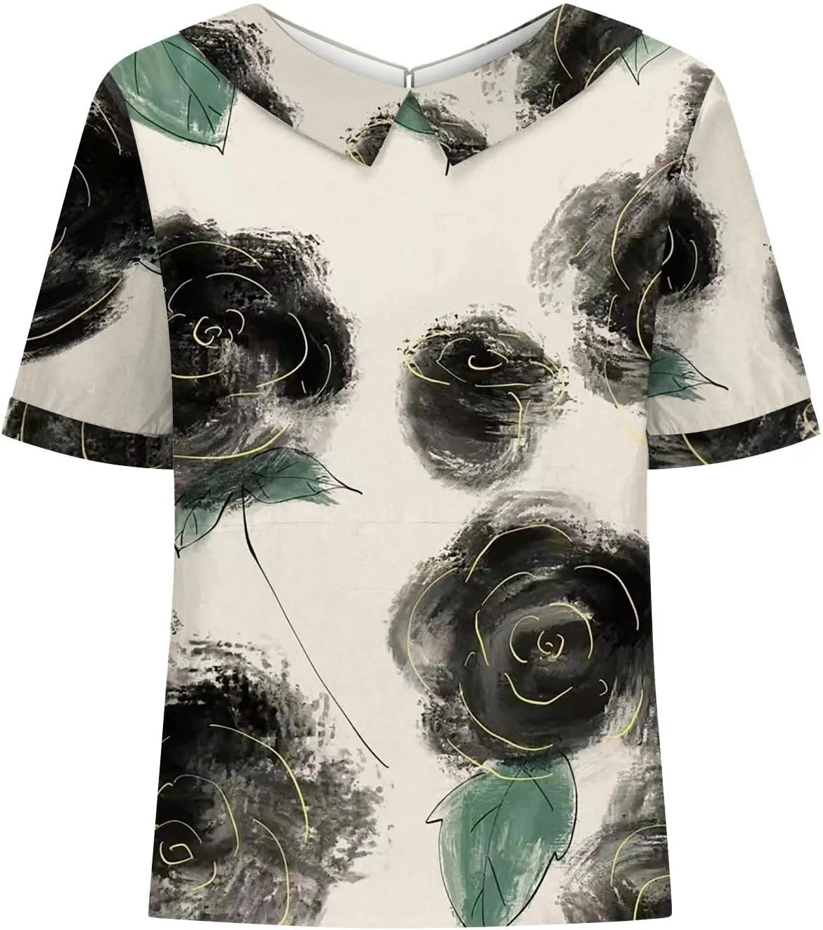 Womens Summer Tops Collar Top Fresh Gradient Short Sleeved Pullover Top Spring Tops for Women Long Sleeve Shirts for