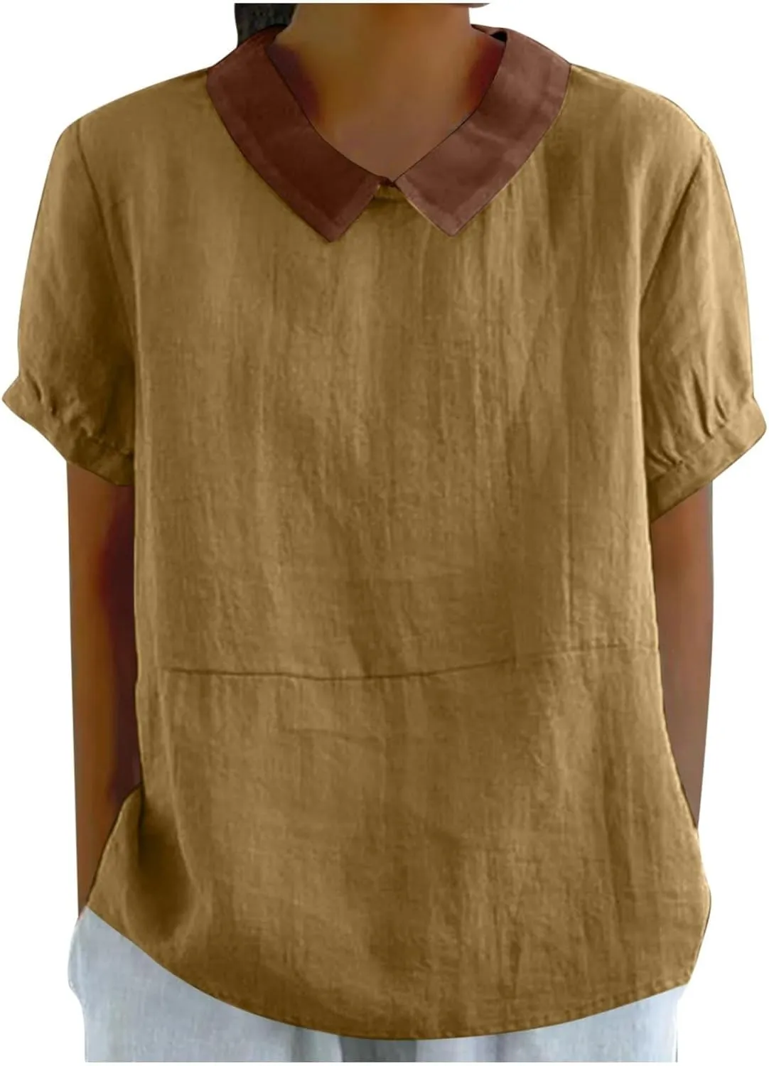 Womens Summer Tops Collar Top Fresh Gradient Short Sleeved Pullover Top Spring Tops for Women Long Sleeve Shirts for