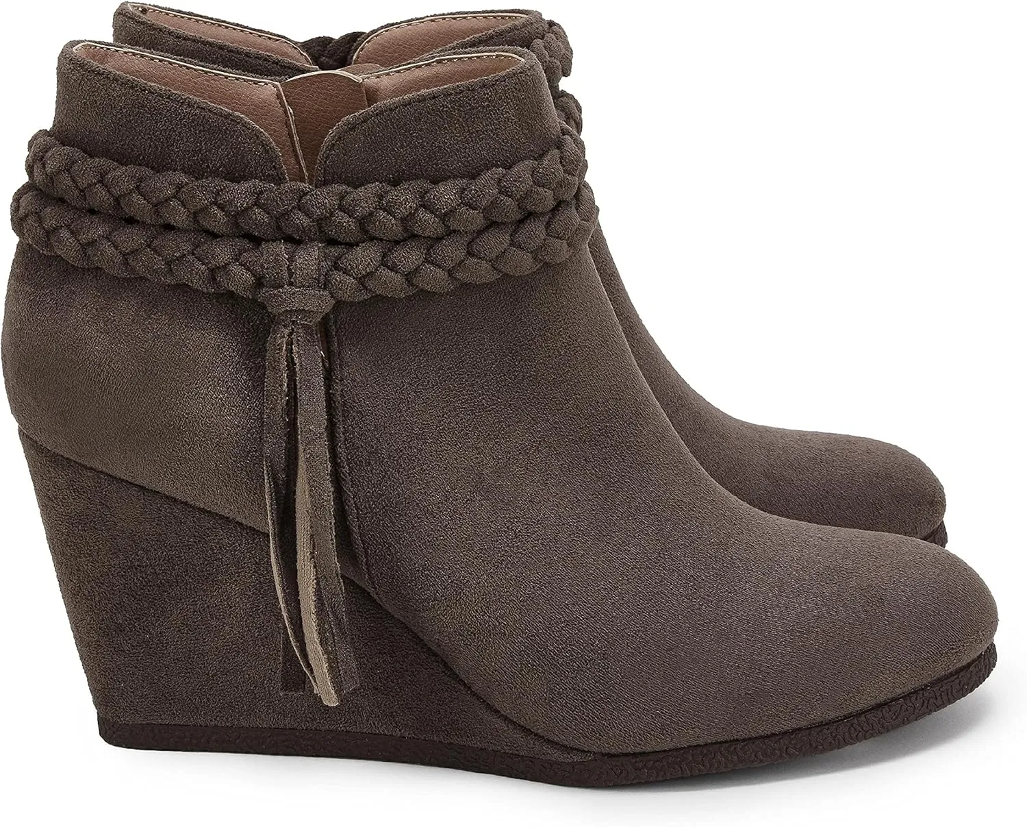 Womens Wedge Ankle Boots Braided Fringe Strap Western Heeled Fall Booties Dress Shoes