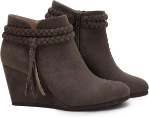 Womens Wedge Ankle Boots Braided Fringe Strap Western Heeled Fall Booties Dress Shoes