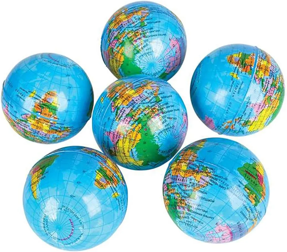 World Globe Squeeze Ball Bunch Stress Ball, Stress & Anxiety Relief Toy, Planet Earth, 3" (24-Pack)