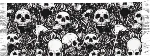 WURTON Black Floral Skull Print Cozy Soft Tassel Scarf Women'S Stylish Shawl Scarf Stay Chic Warm In Fall Winter