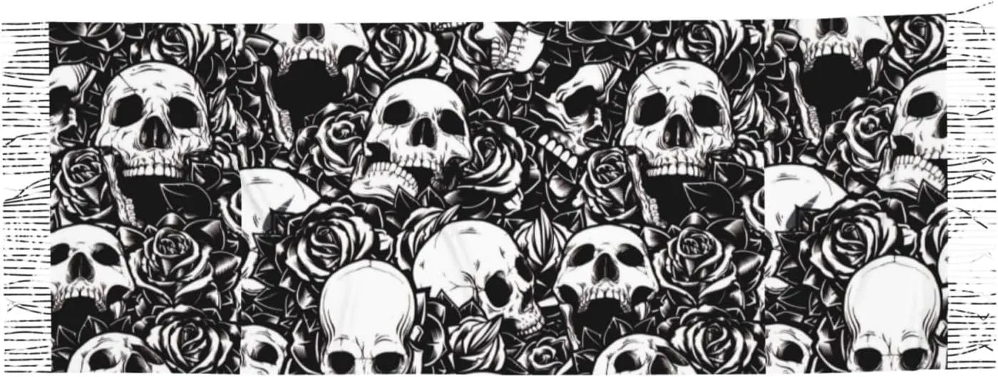 WURTON Black Floral Skull Print Cozy Soft Tassel Scarf Women'S Stylish Shawl Scarf Stay Chic Warm In Fall Winter