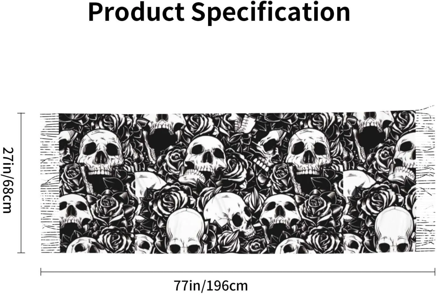 WURTON Black Floral Skull Print Cozy Soft Tassel Scarf Women'S Stylish Shawl Scarf Stay Chic Warm In Fall Winter