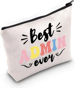 WZMPA Administrative Assistant Cosmetic Makeup Bag Secretary Gift Best Admin Ever Makeup Zipper Pouch Bag For Women Girls (Best Admin Ever)