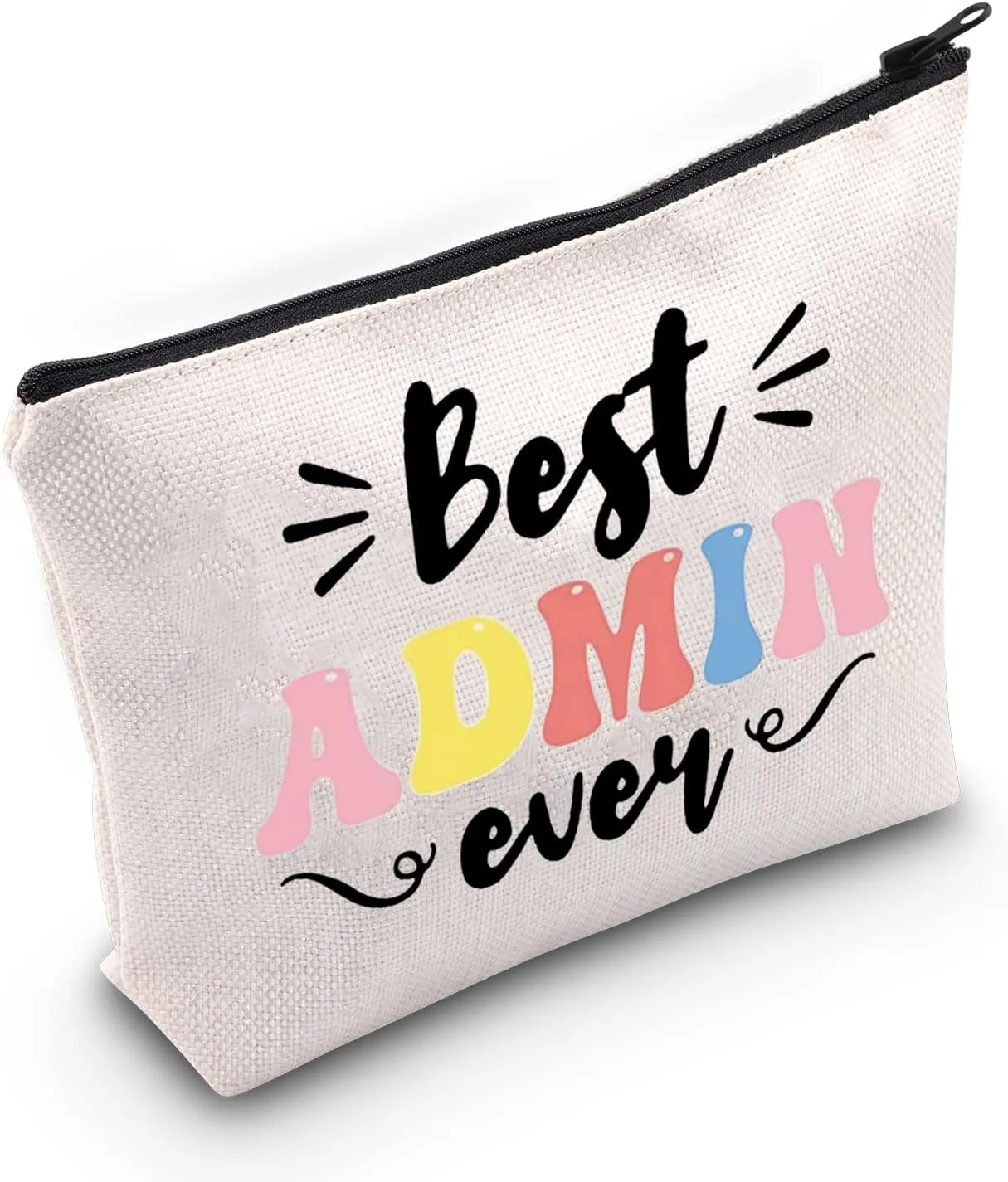 WZMPA Administrative Assistant Cosmetic Makeup Bag Secretary Gift Best Admin Ever Makeup Zipper Pouch Bag For Women Girls (Best Admin Ever)