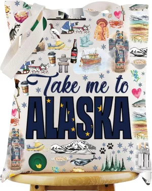 WZMPA Alaska State Travel Makeup Bag Tour Gift Zipper Pouch Cosmetic Bag Vacation Gift (Take Me To Alaska T)