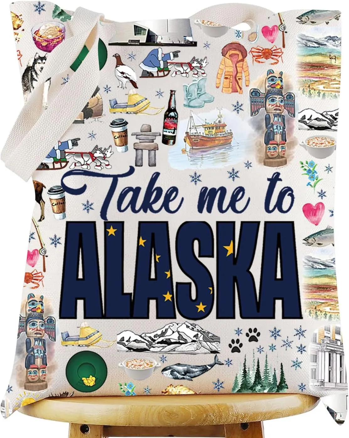 WZMPA Alaska State Travel Makeup Bag Tour Gift Zipper Pouch Cosmetic Bag Vacation Gift (Take Me To Alaska T)