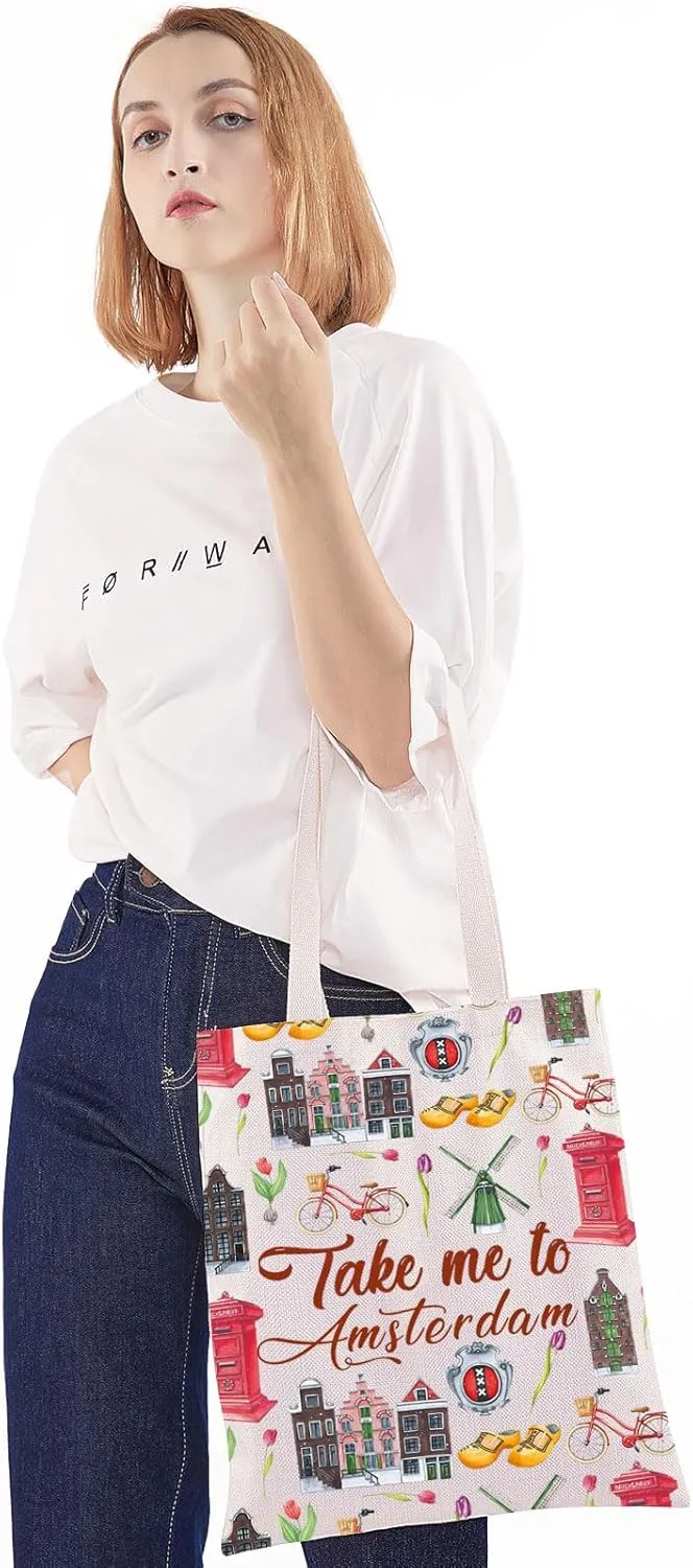 WZMPA Amsterdam Netherlands Travel Cosmetic Bag Amsterdam Souvenir Gift Take Me To Amsterdam Zipper Pouch Bag Amsterdam Travel Merchandise (Take Amsterdam TG)