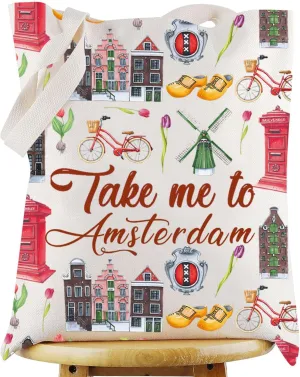 WZMPA Amsterdam Netherlands Travel Cosmetic Bag Amsterdam Souvenir Gift Take Me To Amsterdam Zipper Pouch Bag Amsterdam Travel Merchandise (Take Amsterdam TG)