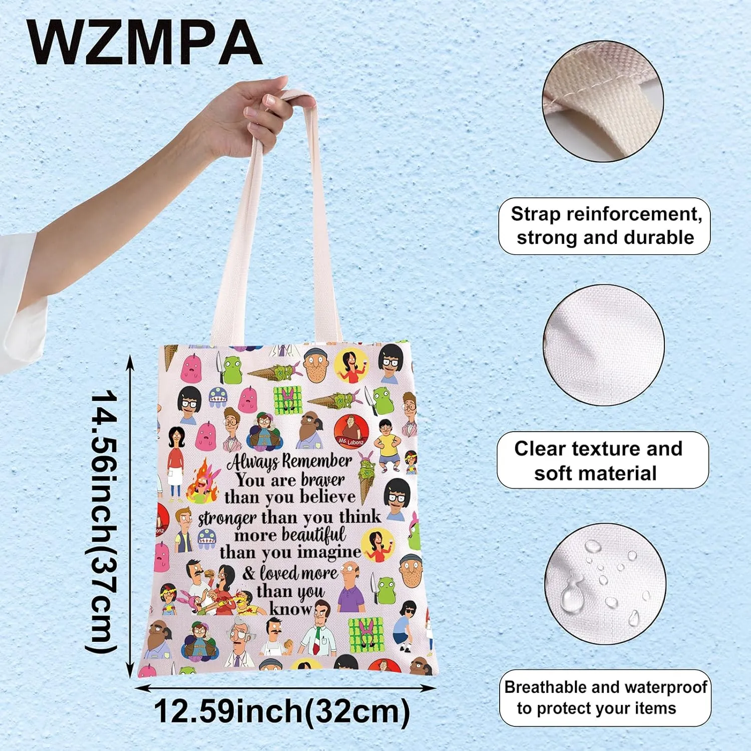 WZMPA Bob Cosmetic Bag Gene & Louise & Tina Fans Gift Bob Family Character Makeup Zipper Pouch Bag Linda Fans Gift (Always Bob TG)