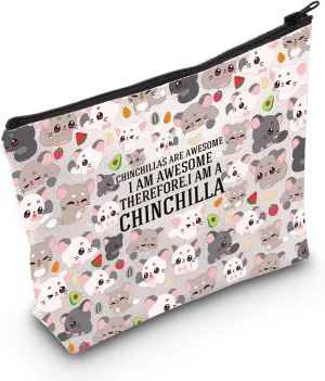 WZMPA Chinchilla Cosmetic Bag Chinchilla Lover Gift Chinchillas Are Awesome I Am Awesome Therefore I Am A Chinchilla Makeup Zipper Pouch Bag Chinchilla Owner Gift (Chinchilla)
