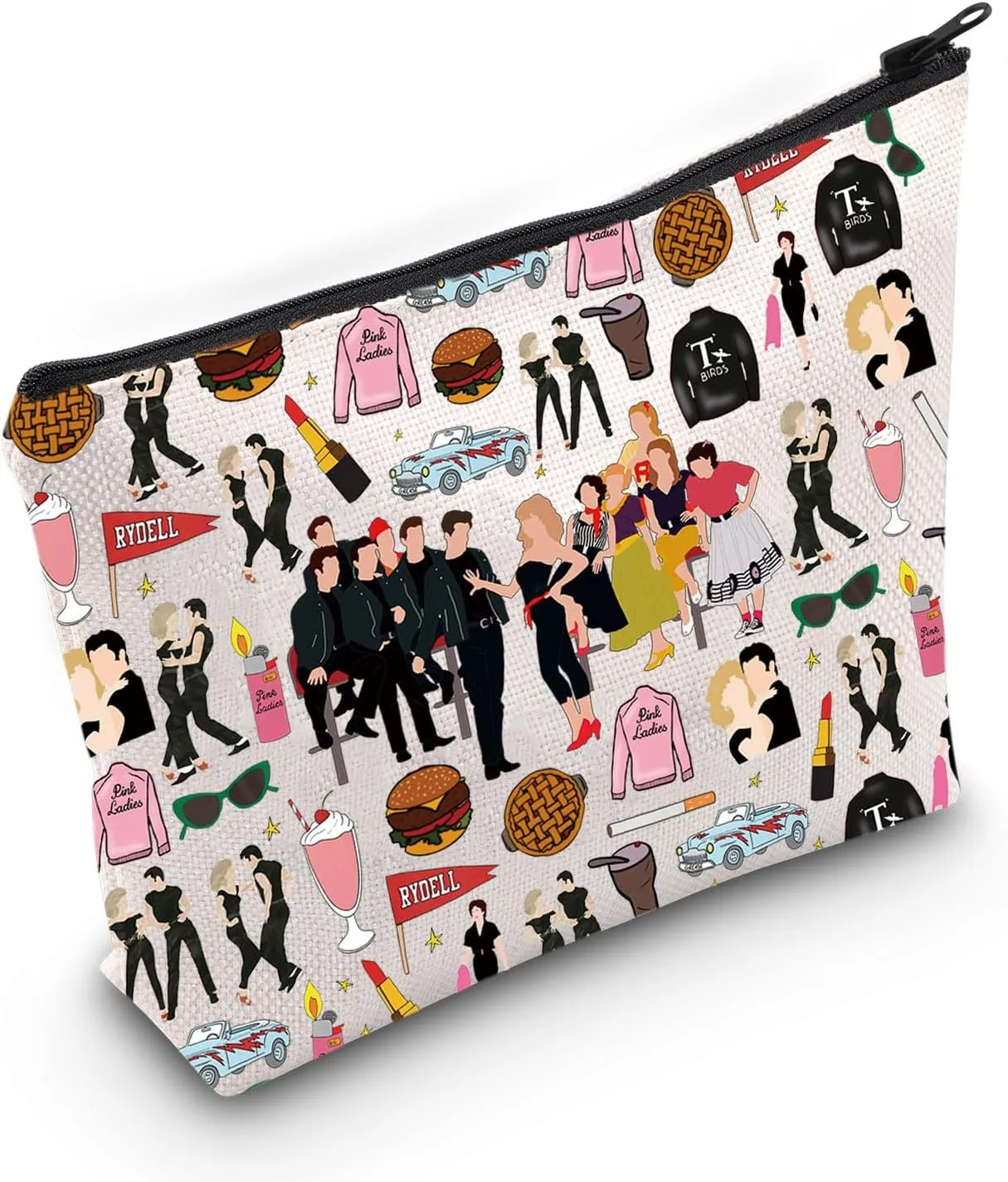 WZMPA Danny & Sandy Travel Makeup Bag Danny & Sandy Inspired Gift Theater Musical Zipper Pouch Bag (RYDELL)