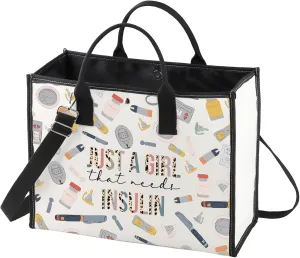 WZMPA Diabetes Insulin Makeup Bag Diabetes Awareness Gifts Just A Gil That Needs Insulin Zipper Bag Diabetic Supply Kit (Just a girl insulin BG)