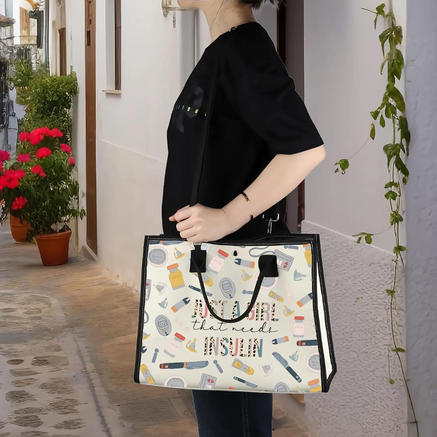 WZMPA Diabetes Insulin Makeup Bag Diabetes Awareness Gifts Just A Gil That Needs Insulin Zipper Bag Diabetic Supply Kit (Just a girl insulin BG)