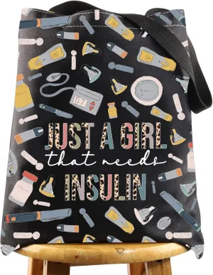 WZMPA Diabetes Insulin Makeup Bag Diabetes Awareness Gifts Just A Gil That Needs Insulin Zipper Pouch Cosmetic Bag Diabetic Supply Kit (girl insulin BL TG)