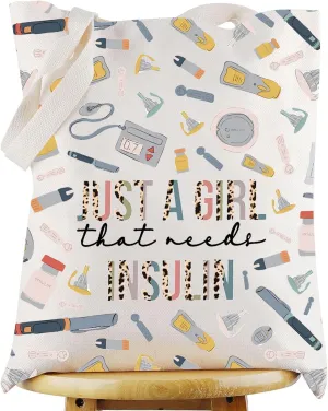 WZMPA Diabetes Insulin Makeup Bag Diabetes Awareness Gifts Just A Gil That Needs Insulin Zipper Pouch Cosmetic Bag Diabetic Supply Kit (Just a girl insulin TG)