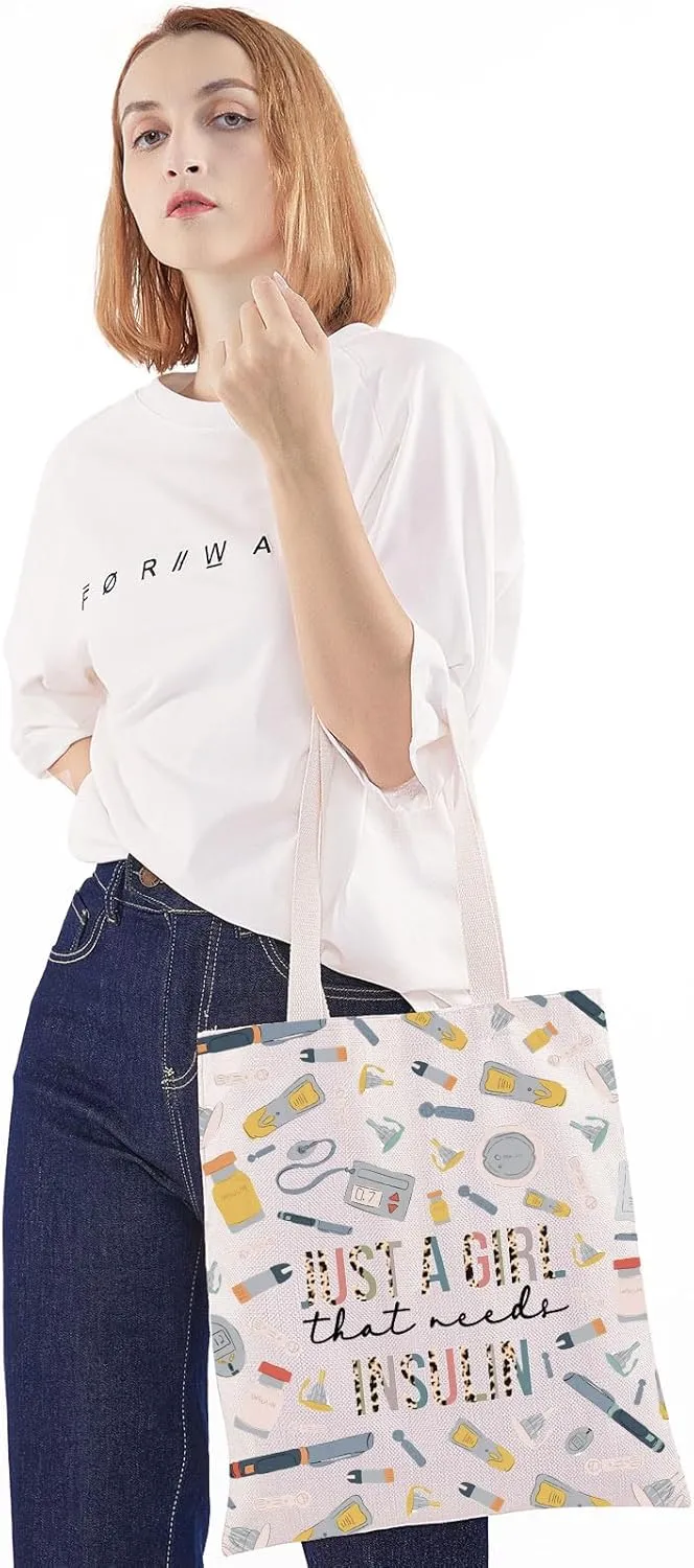 WZMPA Diabetes Insulin Makeup Bag Diabetes Awareness Gifts Just A Gil That Needs Insulin Zipper Pouch Cosmetic Bag Diabetic Supply Kit (Just a girl insulin TG)