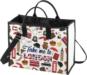 WZMPA England London Travel Makeup Bag - Take Me To London Zipper Pouch - British Theme Travel Gift Merchandise (Take London BG)