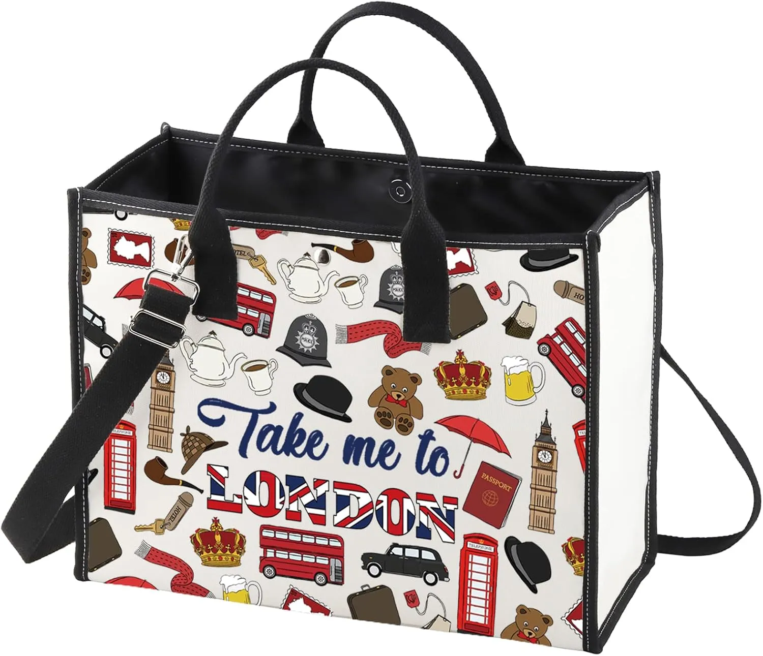 WZMPA England London Travel Makeup Bag - Take Me To London Zipper Pouch - British Theme Travel Gift Merchandise (Take London BG)