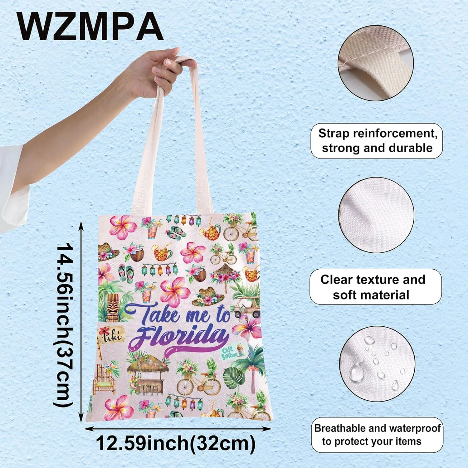 WZMPA Florida Travel Cosmetic Bag - Souvenir Gift Take Me To Florida Zipper Pouch - Vacation Merchandise