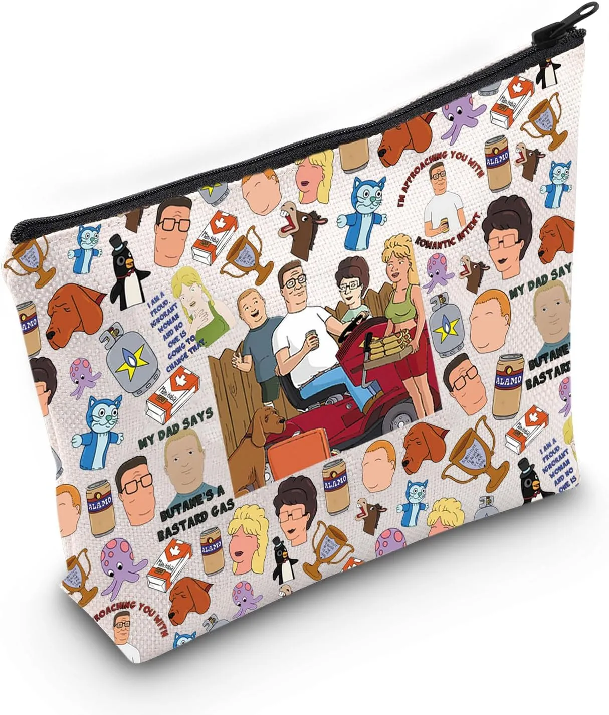 WZMPA Funny Bobby Cosmetic Makeup Bag Hank Fans Gift Peggy Zipper Pouch Bag Luanne & Dale Fans Gift (my dad says)