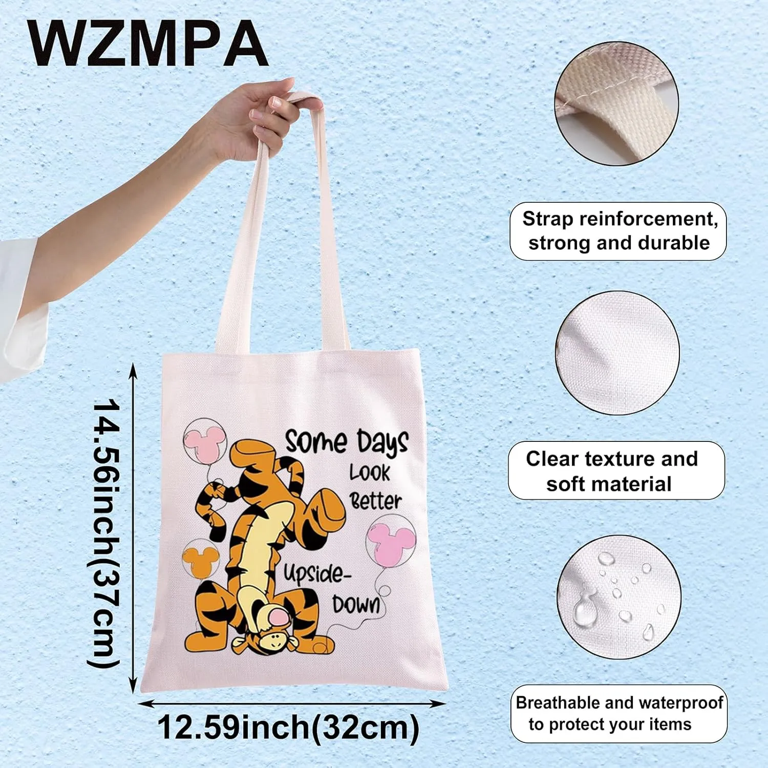WZMPA Funny Tiger Cosmetic Makeup Bag Tiger Inspired Gift Some Days Look Better Upside Tiger Zipper Pouch Bag Tiger Merchandise (Some Days Tiger TG)