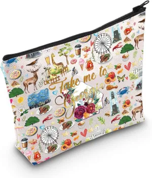 WZMPA Georgia State Travel Makeup Bag Georgia Souvenir Gift Take Me To Georgia Zipper Pouch Bag Georgia Welcome Gift (Take Georgia)