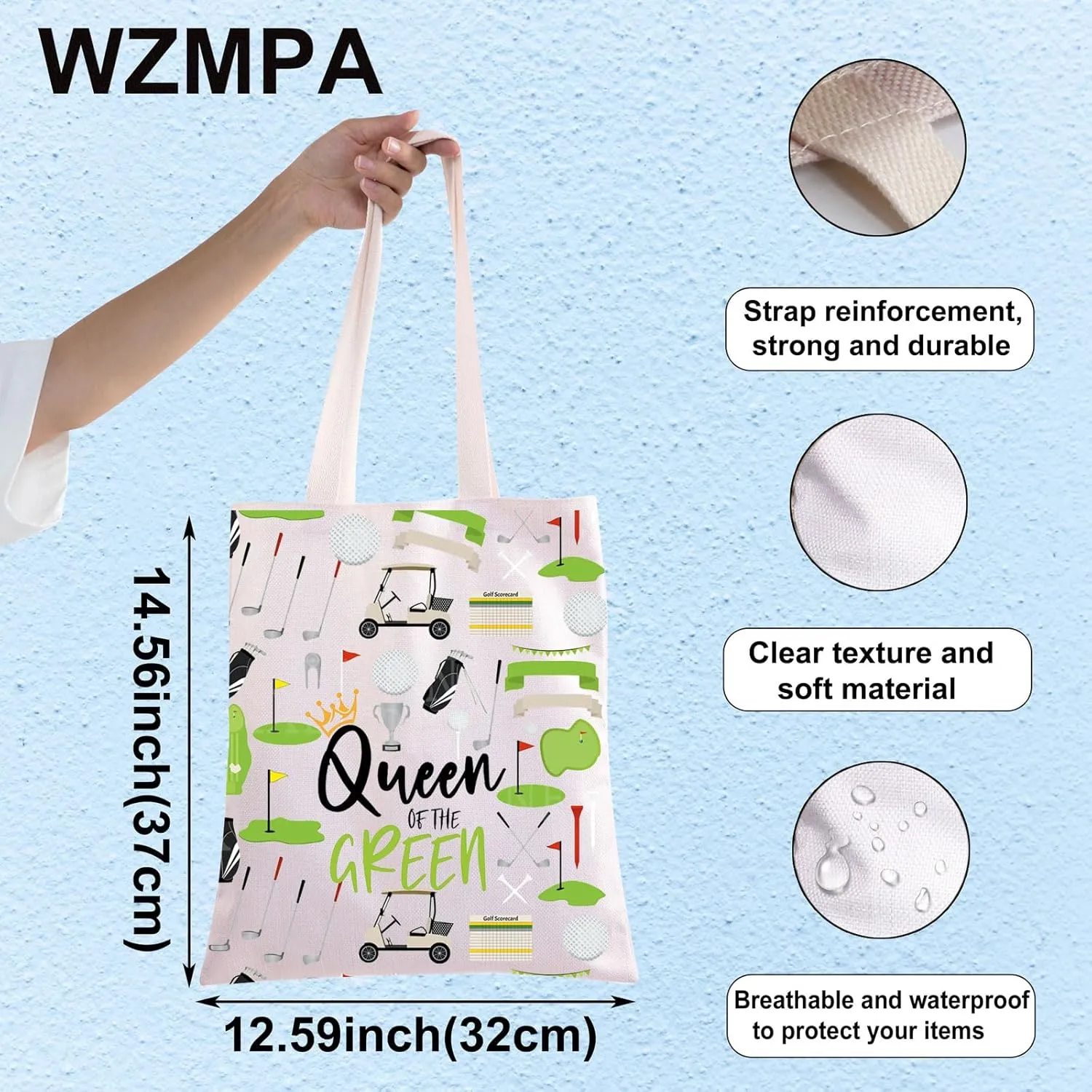WZMPA Golf Queen Survival Kit Golf Player Gifts Queen of the Green Golf Zipper Bag Golfing Travel Accessories