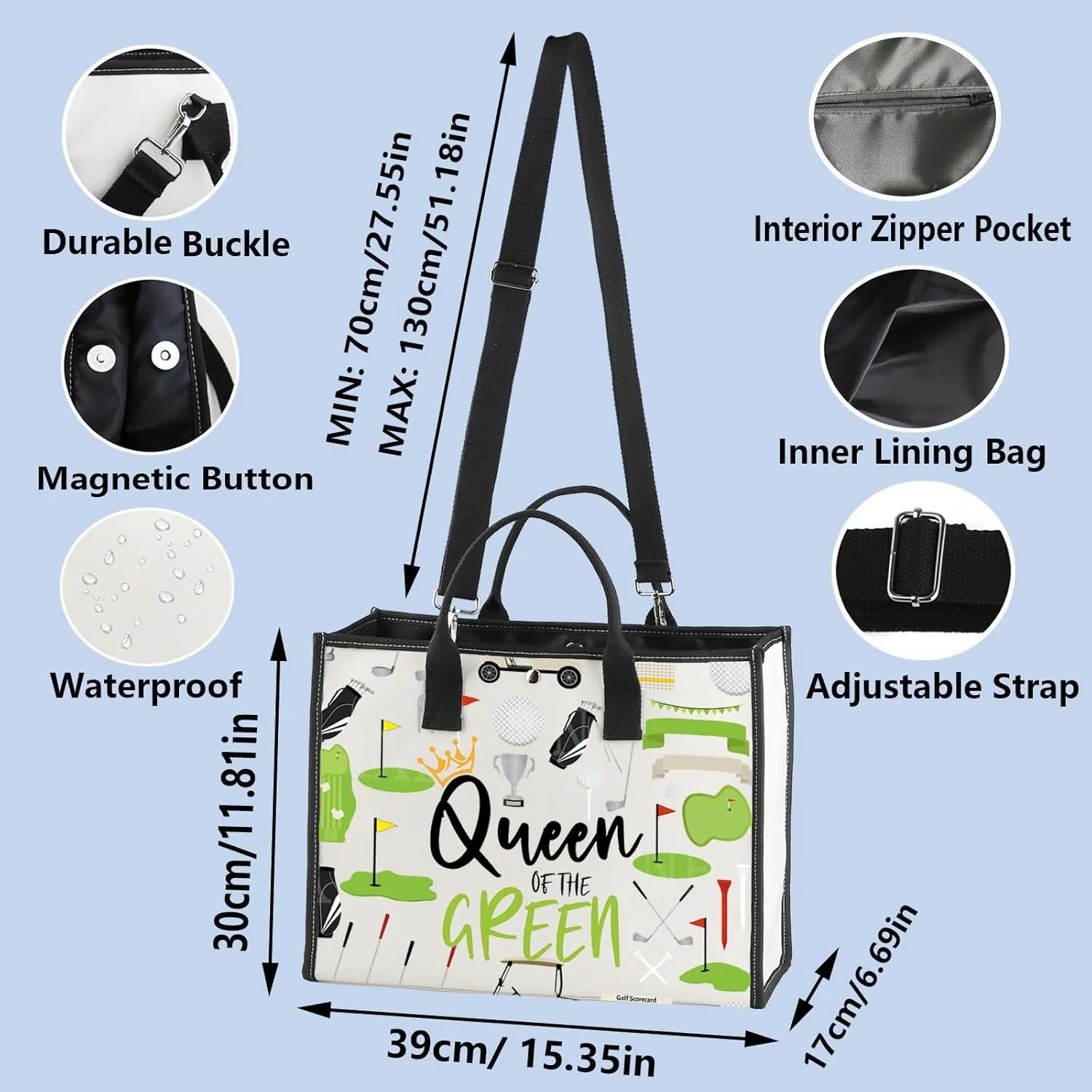 WZMPA Golf Queen Survival Kit Golf Player Gifts Queen of the Green Golf Zipper Bag Golfing Travel Accessories