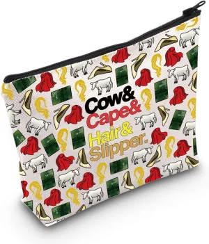 WZMPA Into Woods Musical Cosmetic Makeup Bag Musical Theatre Fans Gift Cow&Cape&Hair&Slipper Musical Makeup Zipper Pouch Bag For Women Girls (Cow&Cape F)