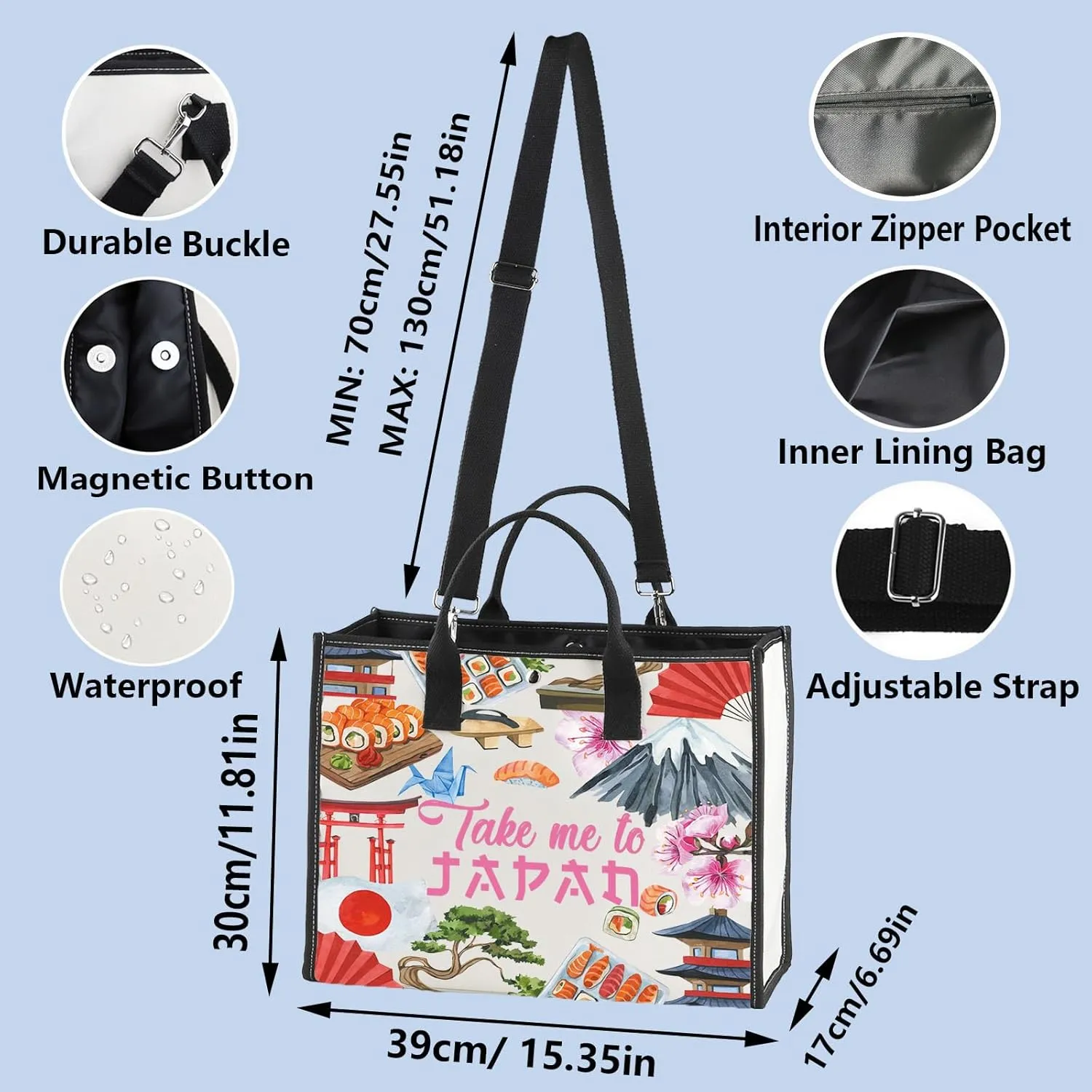 WZMPA Japan Travel Cosmetic Bag Japan Souvenir Gift Take Me To Japan Zipper Pouch Bag Japanese Culture Gift (Take Japan BG)