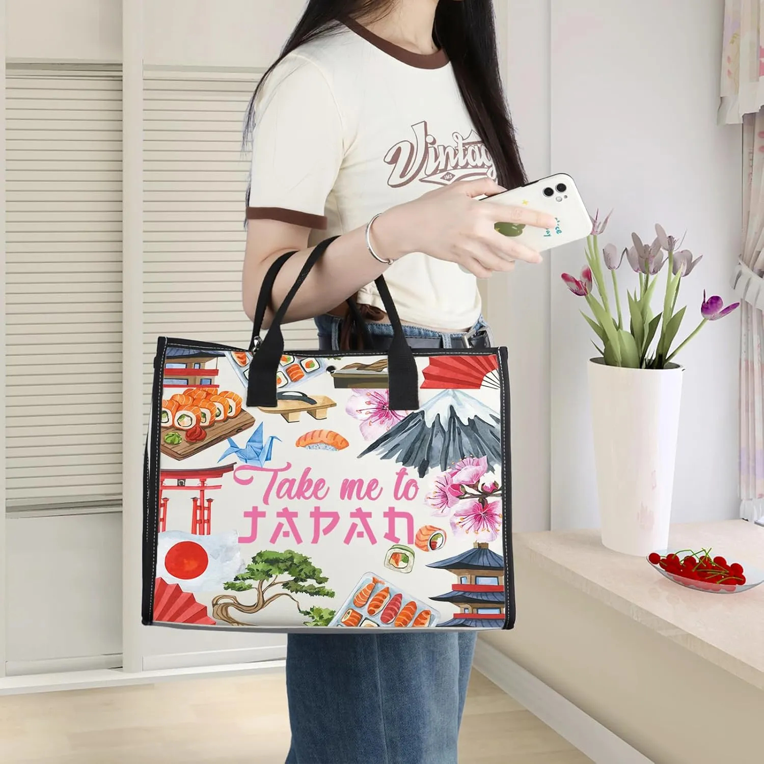 WZMPA Japan Travel Cosmetic Bag Japan Souvenir Gift Take Me To Japan Zipper Pouch Bag Japanese Culture Gift (Take Japan BG)