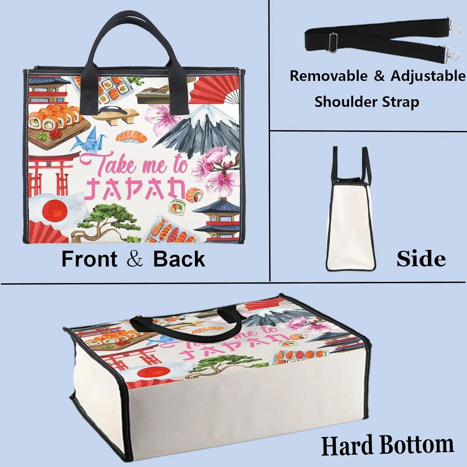 WZMPA Japan Travel Cosmetic Bag Japan Souvenir Gift Take Me To Japan Zipper Pouch Bag Japanese Culture Gift (Take Japan BG)