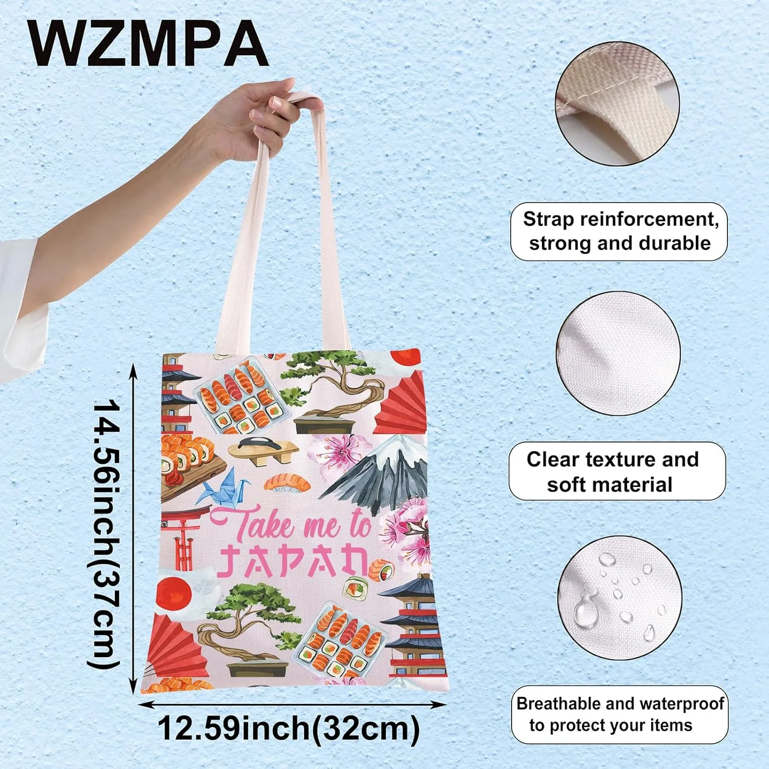 WZMPA Japan Travel Cosmetic Bag Japan Souvenir Gift Take Me To Japan Zipper Pouch Bag Japanese Culture Gift (Take Japan TG)