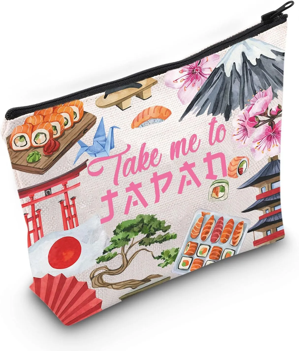 WZMPA Japan Travel Cosmetic Bag Japan Souvenir Gift Take Me To Japan Zipper Pouch Bag Japanese Culture Gift (Take Japan)
