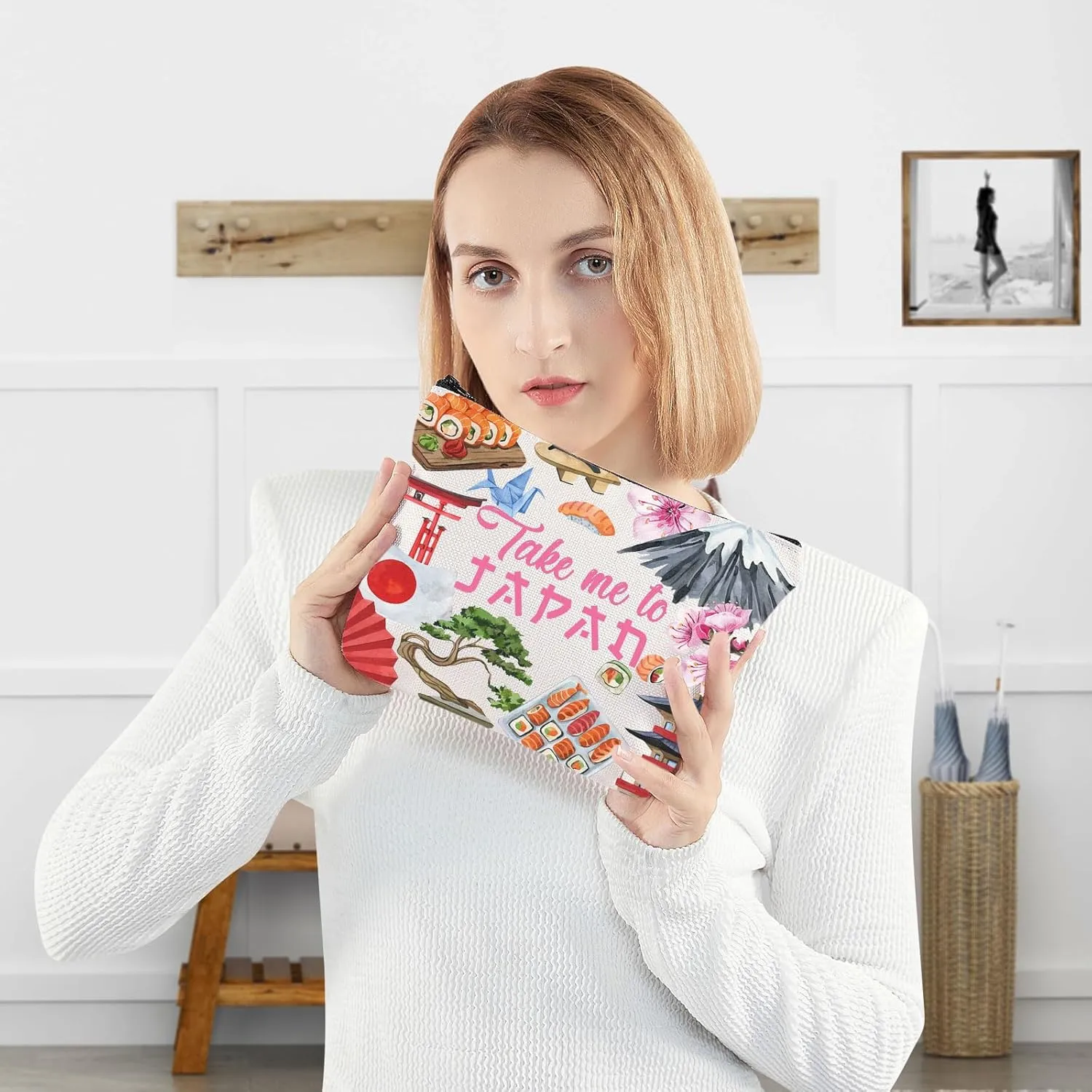 WZMPA Japan Travel Cosmetic Bag Japan Souvenir Gift Take Me To Japan Zipper Pouch Bag Japanese Culture Gift (Take Japan)