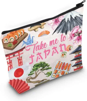 WZMPA Japan Travel Cosmetic Bag Japan Souvenir Gift Take Me To Japan Zipper Pouch Bag Japanese Culture Gift (Take Japan)