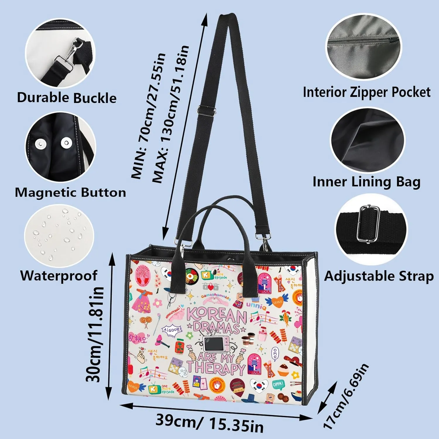 WZMPA Korean Drama Cosmetic Makeup Bag k-Drama Lover Gift Korean Dramas Are My Therapy k-Drama Zipper Pouch Bag For Women Girls (Korean Dramas BG)